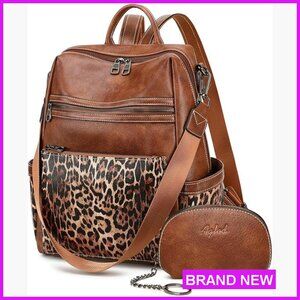 Faux Leather Backpack Purse Convertible Shoulder Bag Modern Daypack Work Travel